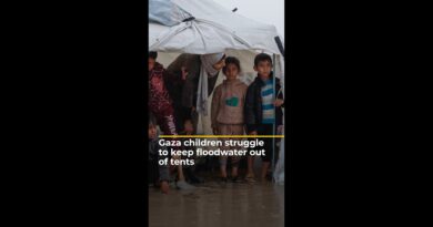 Desperate children in Gaza try to keep floodwater out of tents | AJ #shorts
