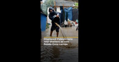 Displaced Palestinians lose shelters as heavy rain floods camp | AJ #shorts