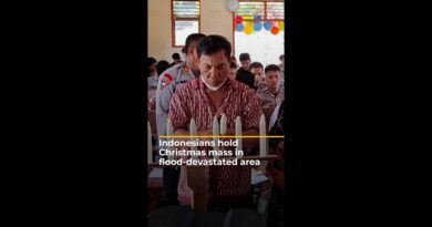 Indonesians hold Christmas mass at flood-devastated area | AJ#shorts