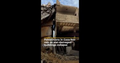 Palestinians in Gaza fear rain as war-damaged buildings collapse | AJ #shorts