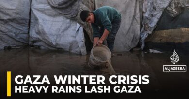 Palestinians suffer flooded tents and debris as cold and rain lash Gaza