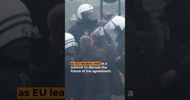 Protesting farmers clash with police as EU debates trade deal | AJ #shorts