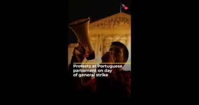 Protests at Portuguese parliament on day of general strike | AJ #shorts