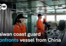 Taiwan’s coast guard confronts a Chinese vessel in response to China’s rehearsed naval blockade