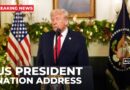 US President Donald Trump delivers an address to the nation at the White House in Washington