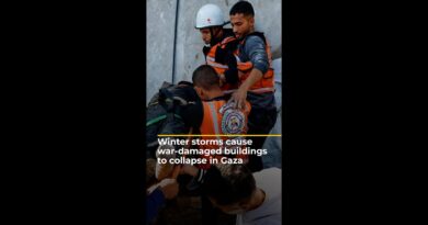 Winter storms cause war-damaged buildings to collapse in Gaza | AJ #shorts