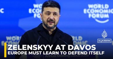 Zelenskyy to Davos: ‘Maduro is on trial, Putin is not’ as he urges European defence