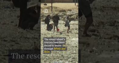 Bali beach covered by waves of trash