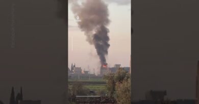 Explosion and fire in Syria due to falling drone debris | AJ #shorts