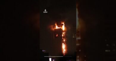 Flames engulf Kuwaiti high-rise amid Iranian drone strikes | AJ #shorts