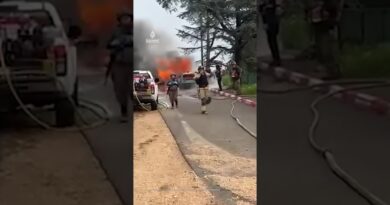 Israeli firefighters battle vehicles blaze after missile attack from Lebanon | AJ #shorts