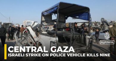 Israeli strike on police vehicle in central Gaza kills at least nine