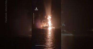 Massive fires on two oil tankers after attack in Iraqi waters | AJ #shorts