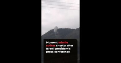 Moment missile strikes shortly after Israeli president’s visit | AJ#shorts