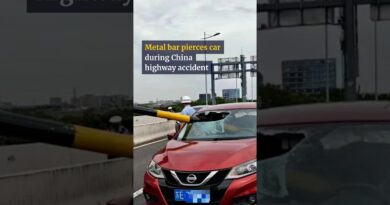 Metal bar pierces car during China highway accident