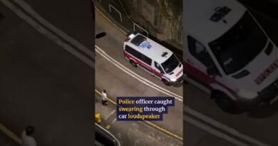 Police officer caught swearing through car loudspeaker