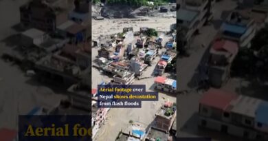 Aerial footage over Nepal shows devastation from flash floods